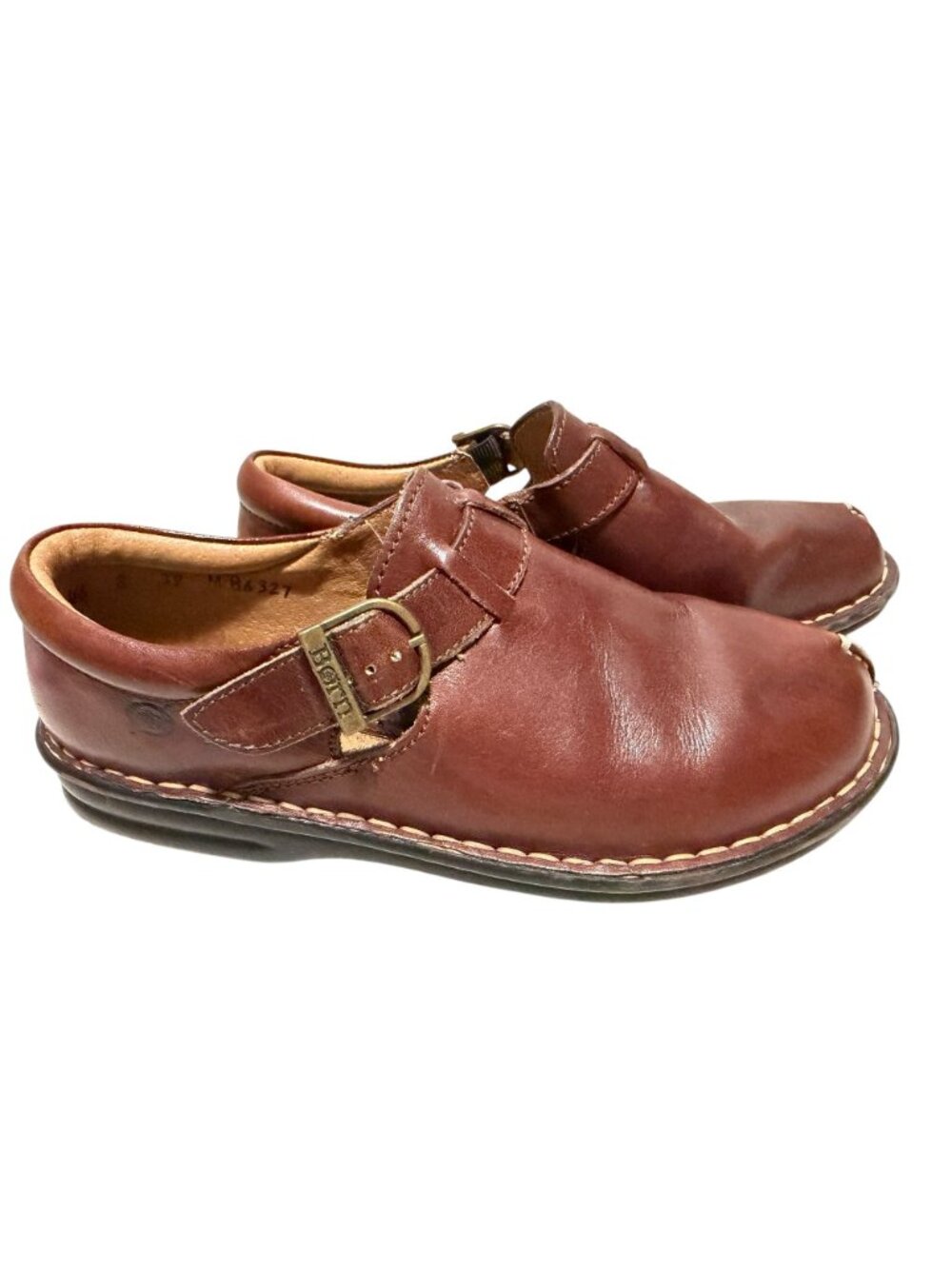 Born Brown Leather Monk Strap Buckle Slip-on Womens Loafer Shoe B6327 Size 8 M - Picture 2 of 11